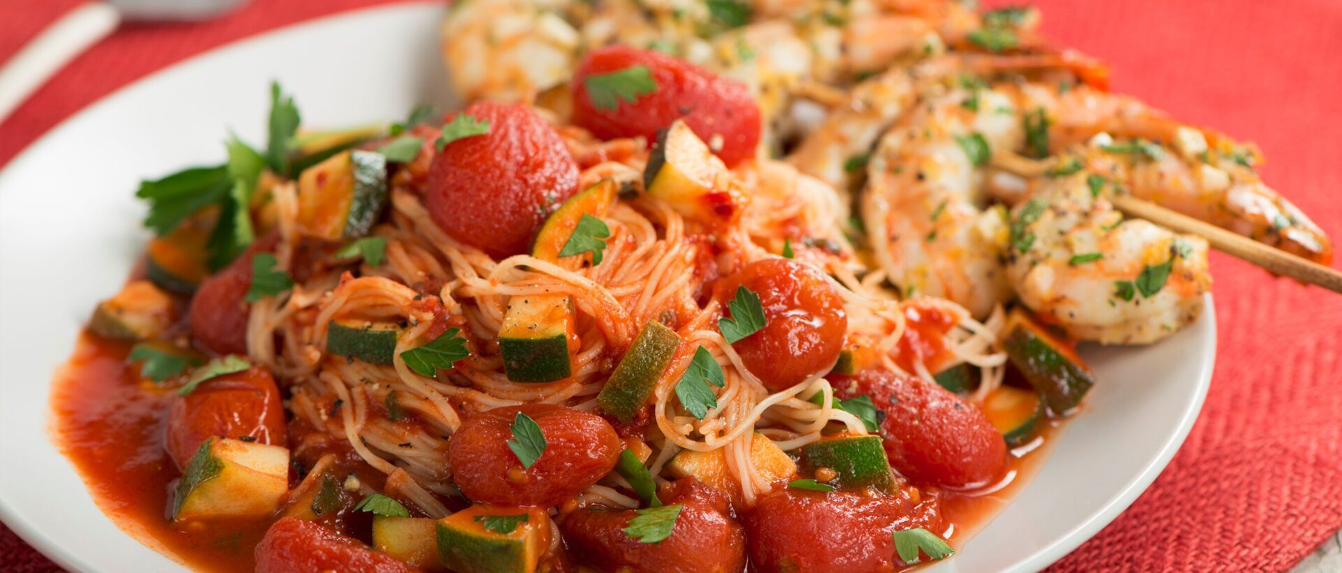 Shrimp Skewers with Spicy Datterini Tomato Sauce Shrimp Skewers with Spicy Datterini Tomato Sauce