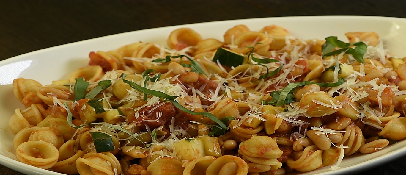 Orecchiette with Sautéed Cannellini Beans and Zucchini