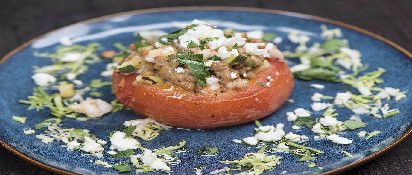 Roasted Stuffed Tomatoes with Lentils, Zucchini and Shrimp Roasted Stuffed Tomatoes with Lentils, Zucchini and Shrimp