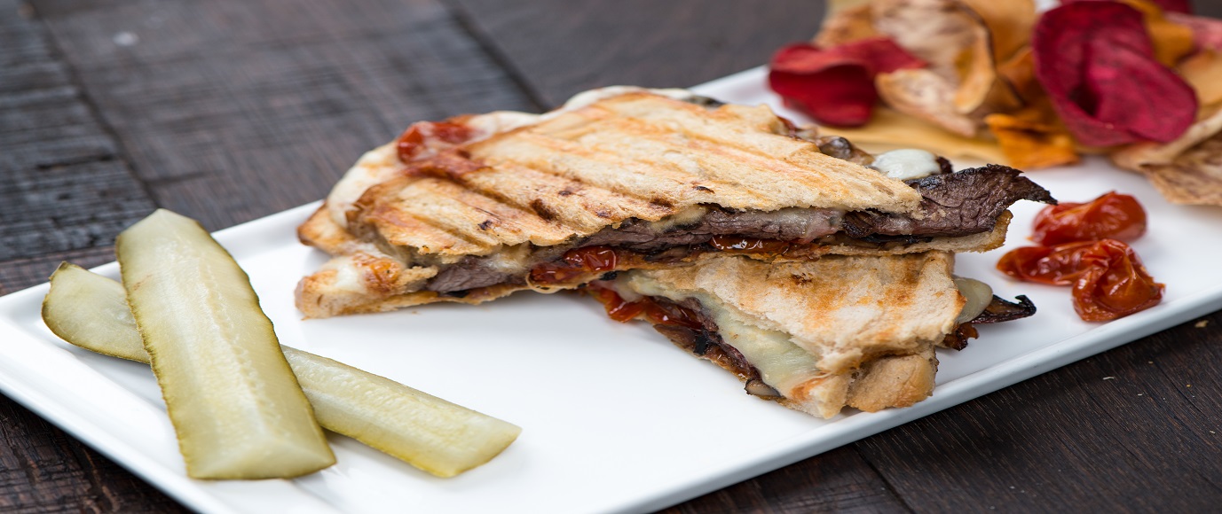 Steak Panini with Herbed Tomato and Mushroom Compote