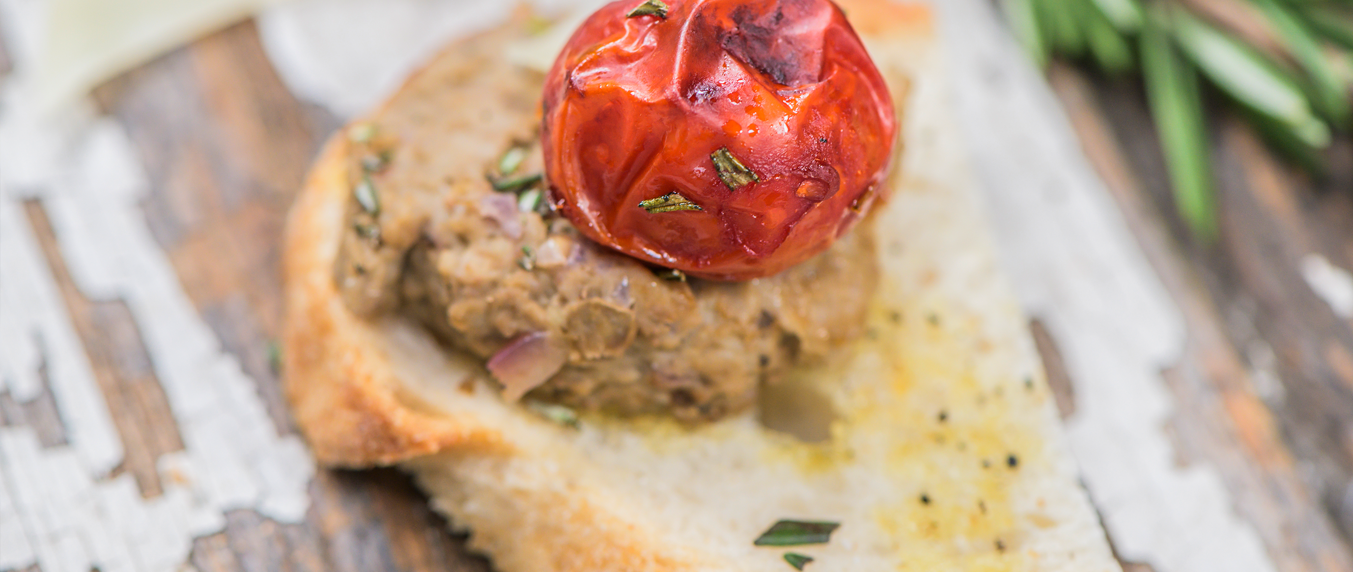 Lentil Pate on Garlic Crostini