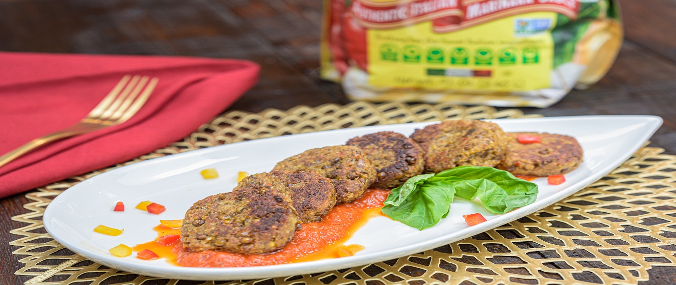 Quick Hearty Lentil Cakes with Marinara Sauce