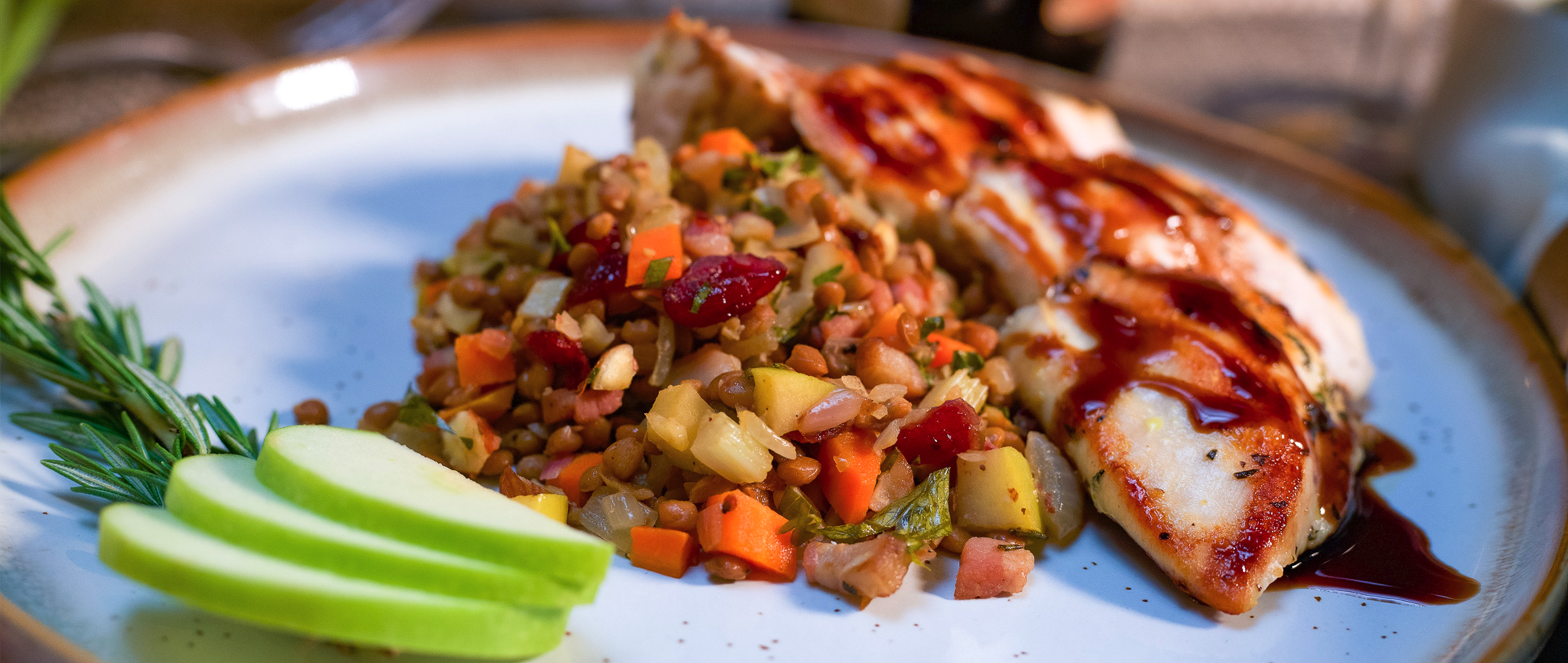 Carmelina Harvest Chicken with Sherry Vinegar Lentils